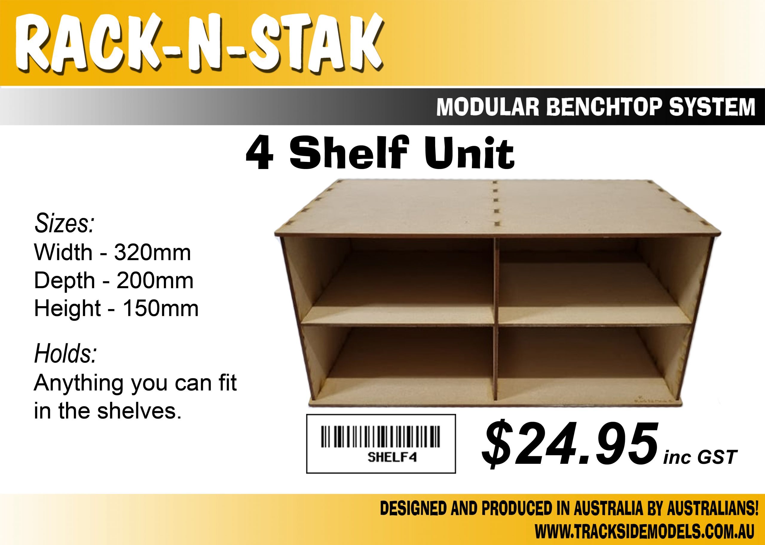 Rack N Stak – 4 Shelf Unit – SHELF4 | The Model Emporium Hobby Store ...